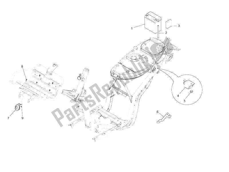 Todas las partes para Interruptores De Control Remoto - Batería - Bocina de Piaggio Liberty 50 4T PTT 2009