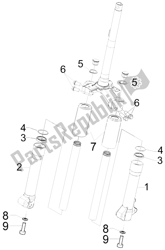 Toutes les pièces pour le Composants De La Fourche (wuxi Top) du Piaggio Liberty 50 2T MOC 2009