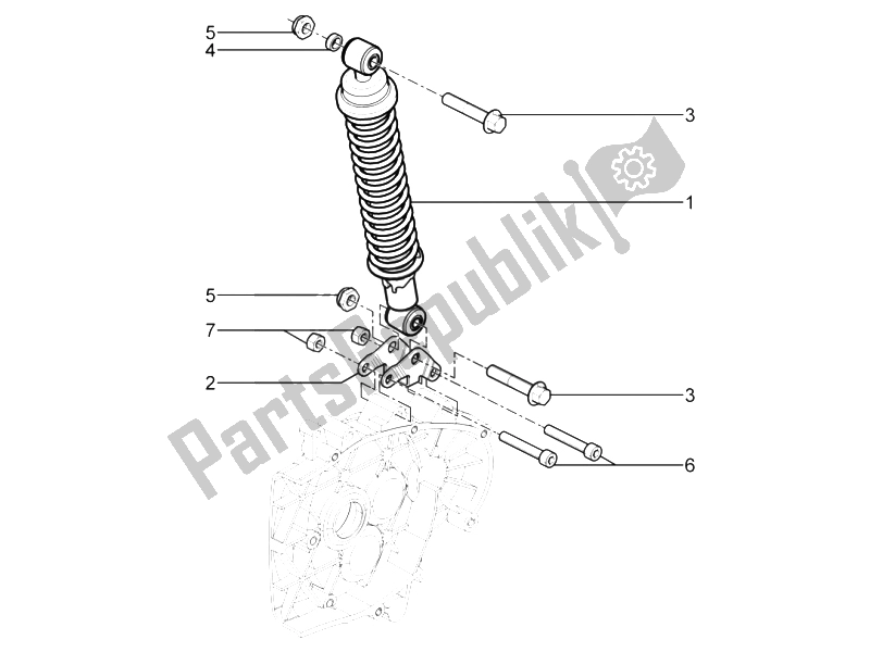 Toutes les pièces pour le Suspension Arrière - Amortisseur / S du Piaggio Typhoon 50 4T 4V E2 USA 2012