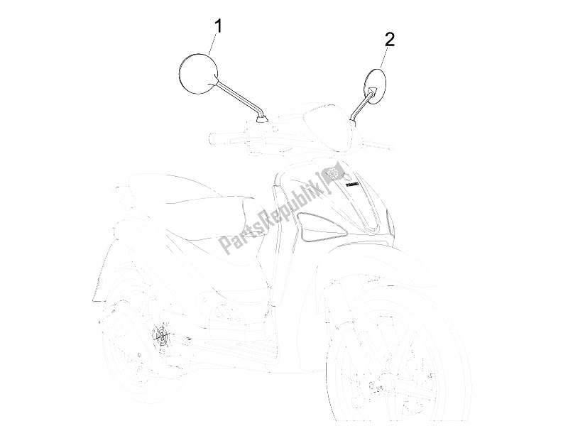 Toutes les pièces pour le Miroir (s) De Conduite du Piaggio Liberty 150 4T E3 MOC 2009