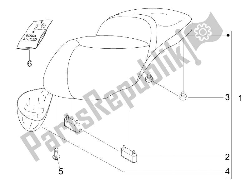 All parts for the Saddle/seats of the Piaggio BV 250 USA 2007