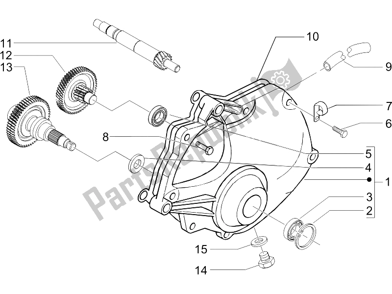 All parts for the Reduction Unit of the Piaggio Beverly 400 IE E3 2006