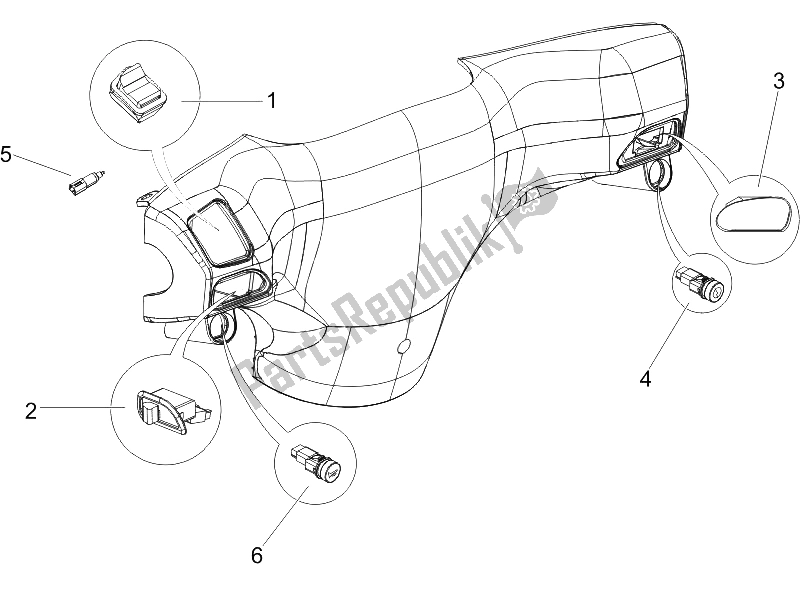 All parts for the Selectors - Switches - Buttons of the Piaggio ZIP 50 2T 2009