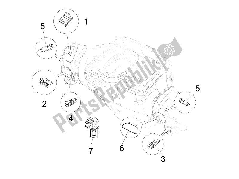 Todas las partes para Selectores - Interruptores - Botones de Piaggio NRG Power Pure JET 50 2007