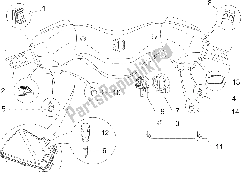 All parts for the Selectors - Switches - Buttons of the Piaggio X8 125 Potenziato UK 2005