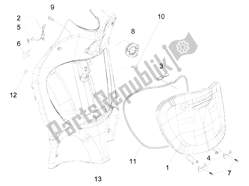 All parts for the Front Glove-box - Knee-guard Panel of the Piaggio Liberty 200 4T E3 2006