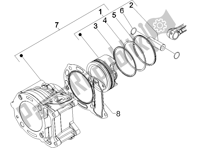 Toutes les pièces pour le Unité Cylindre-piston-axe De Poignet du Piaggio X9 125 Evolution Potenziato UK 2006