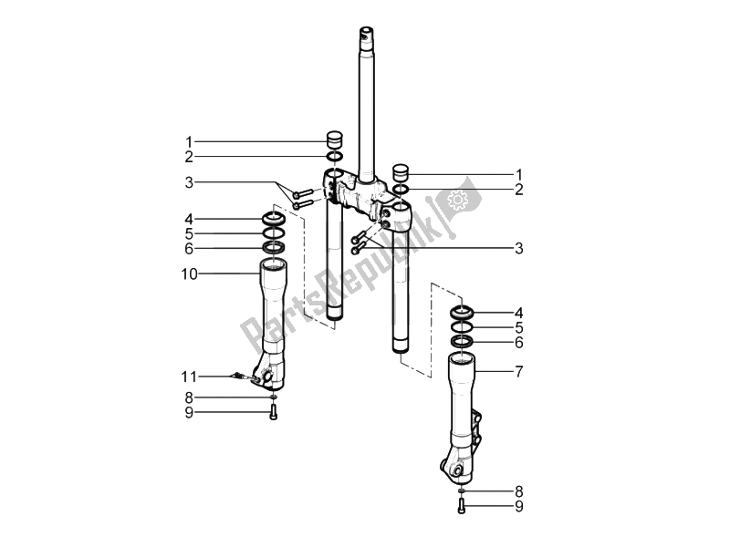 All parts for the Fork's Components (kayaba) of the Piaggio BV 350 4T 4V IE E3 USA CA 2012