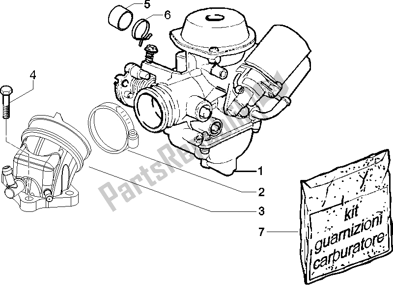 Tutte le parti per il Carburatore, Gruppo - Raccordo del Piaggio X8 125 Potenziato 2005
