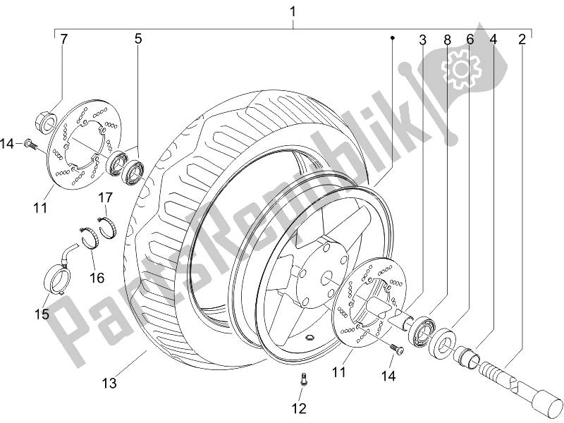 Toutes les pièces pour le Roue Avant du Piaggio X9 125 Evolution Euro 3 2007