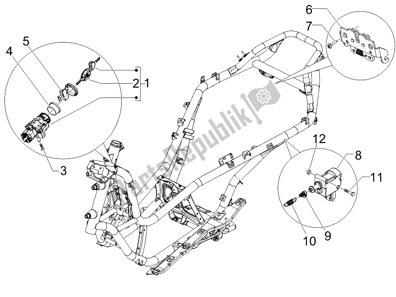 Toutes les pièces pour le Serrures du Piaggio MP3 500 USA 2007