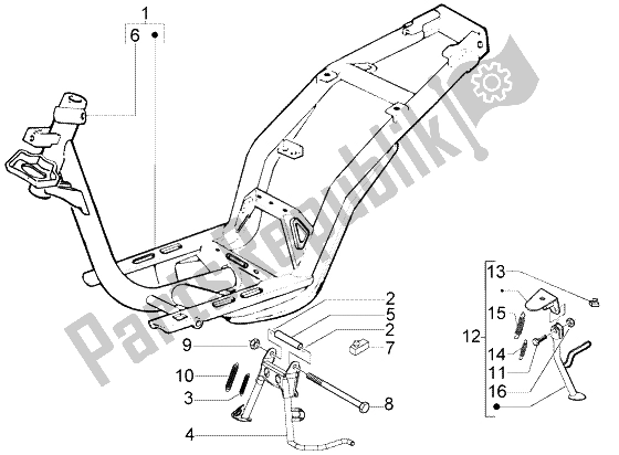 Toutes les pièces pour le Support Chasiscentral du Piaggio Liberty 50 4T RST Delivery 2004