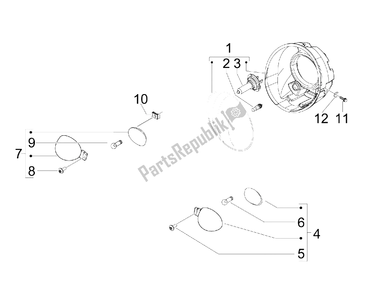 Toutes les pièces pour le Phares Avant - Clignotants du Piaggio BV 500 USA 2008