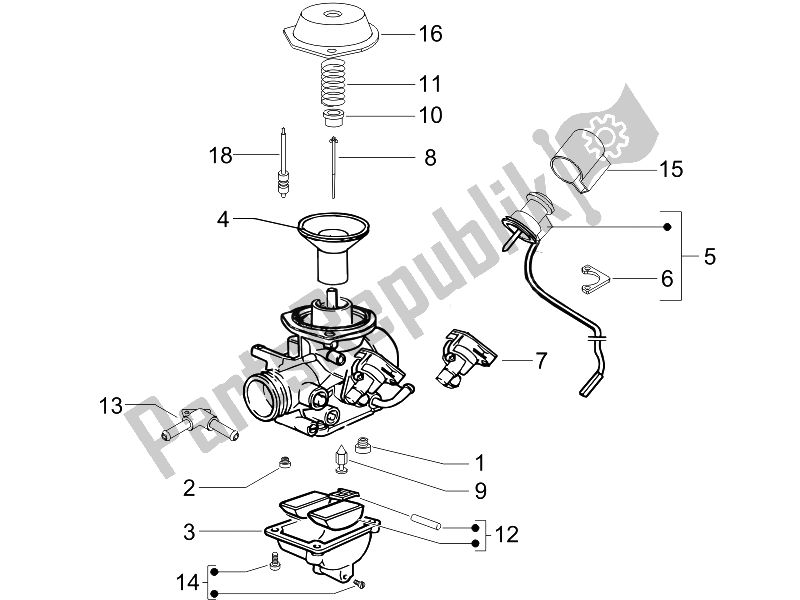 All parts for the Carburetor's Components of the Piaggio X EVO 125 Euro 3 2007