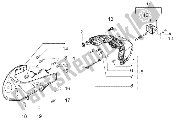 All parts for the Lights of the Piaggio Beverly 250 RST 2004