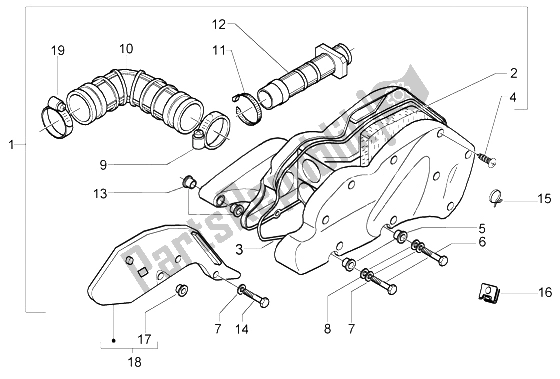 Alle onderdelen voor de Luchtfilter van de Piaggio X9 200 Evolution 2004