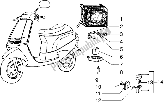 Todas las partes para Luces De Señal De Giro De La Unidad De Relé De Batería de Piaggio ZIP RST 50 1996