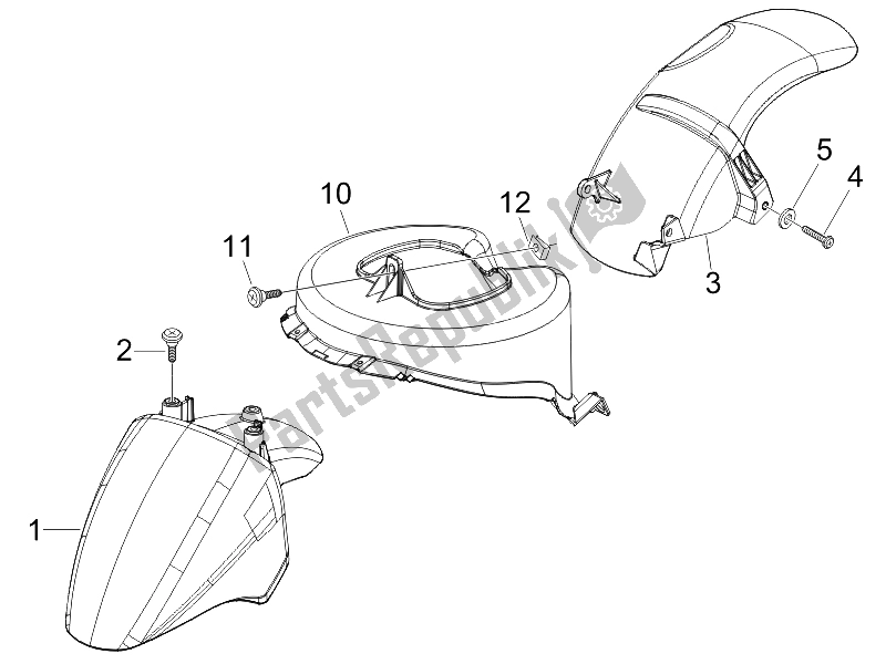 Toutes les pièces pour le Logement De Roue - Garde-boue du Piaggio ZIP 50 2006