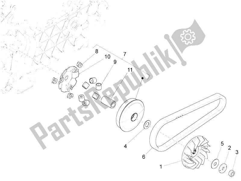 All parts for the Driving Pulley of the Piaggio Liberty 150 Iget 4T 3V IE ABS EU 2015