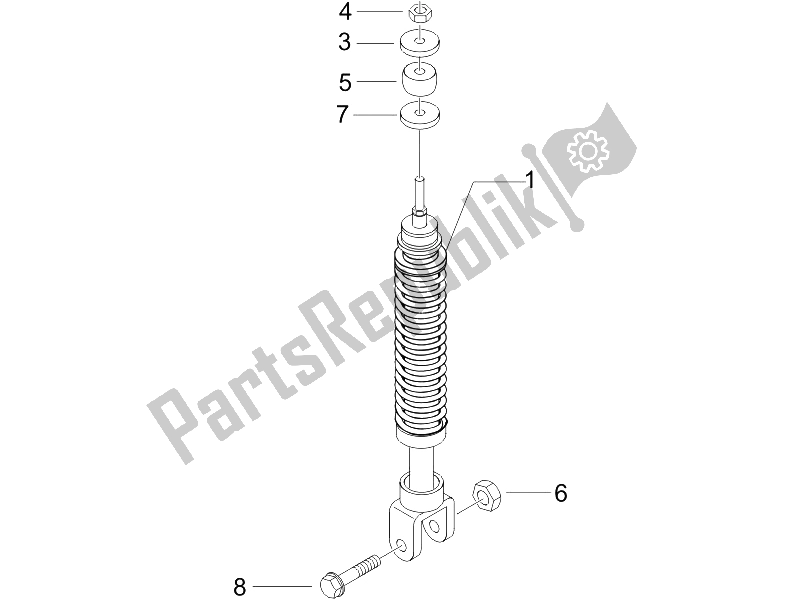All parts for the Rear Suspension - Shock Absorber/s of the Piaggio Typhoon 50 2T E2 2009