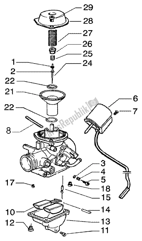 All parts for the Carburettor (2) of the Piaggio X9 180 Amalfi 2002