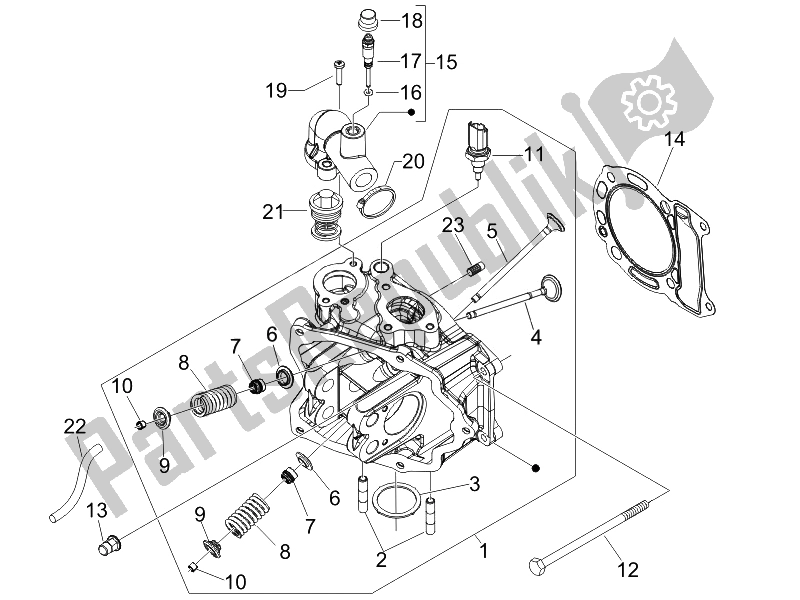 Toutes les pièces pour le Unité De Tête - Valve du Piaggio X9 125 Evolution Euro 3 UK 2007