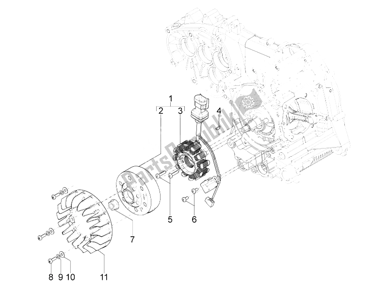 Tutte le parti per il Volano Magneto del Piaggio Typhoon 125 4T 2V E3 2010