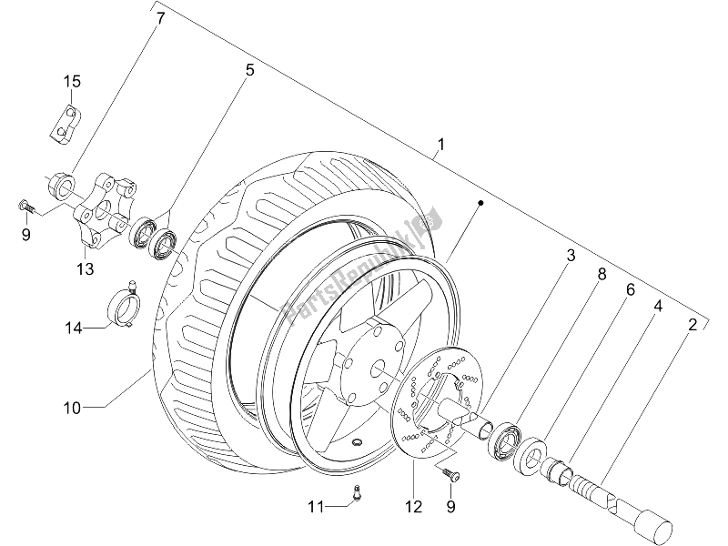 Toutes les pièces pour le Roue Avant du Piaggio X8 250 IE UK 2005