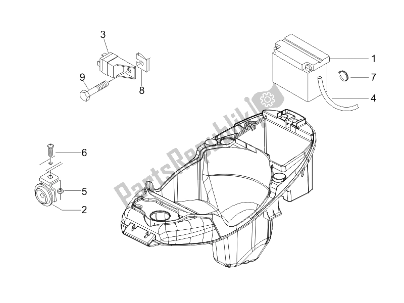 Tutte le parti per il Interruttori Del Telecomando - Batteria - Avvisatore Acustico del Piaggio Liberty 50 4T PTT B NL 2006