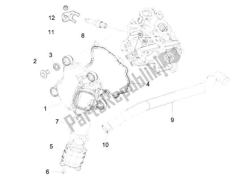 All parts for the Cylinder Head Cover of the Piaggio MP3 300 IE Touring 2011