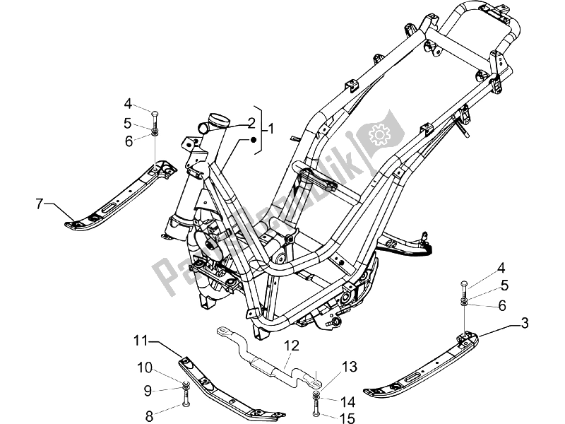 All parts for the Frame/bodywork of the Piaggio Beverly 250 2005
