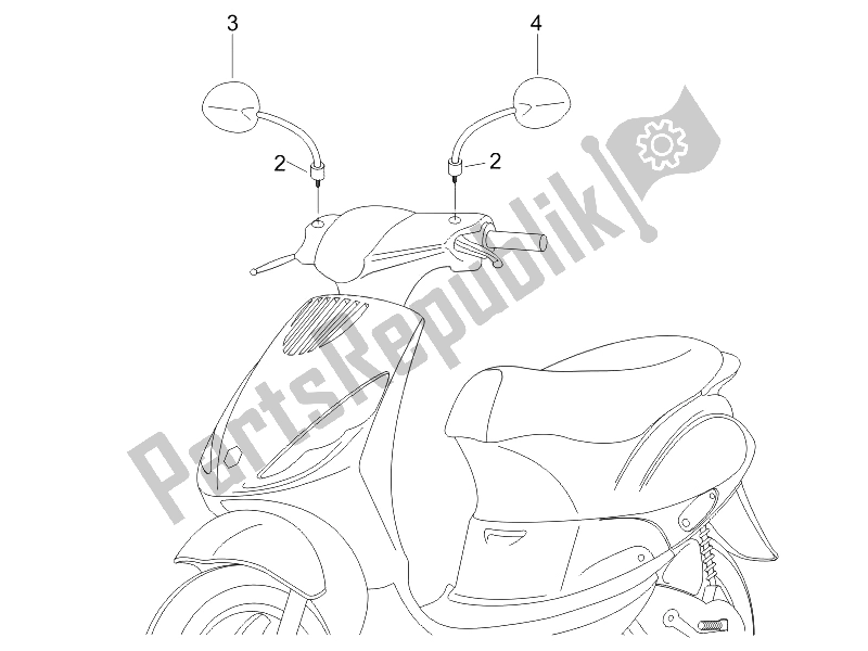 Todas as partes de Espelho (s) De Direção do Piaggio ZIP 100 4T 2006