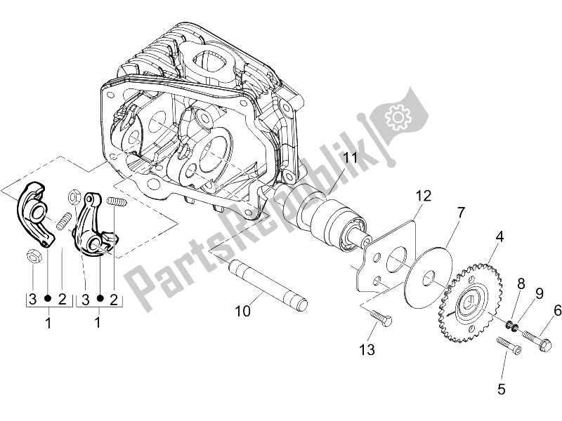 Toutes les pièces pour le Leviers à Bascule Support Unité du Piaggio X8 125 Street Euro 2 2006