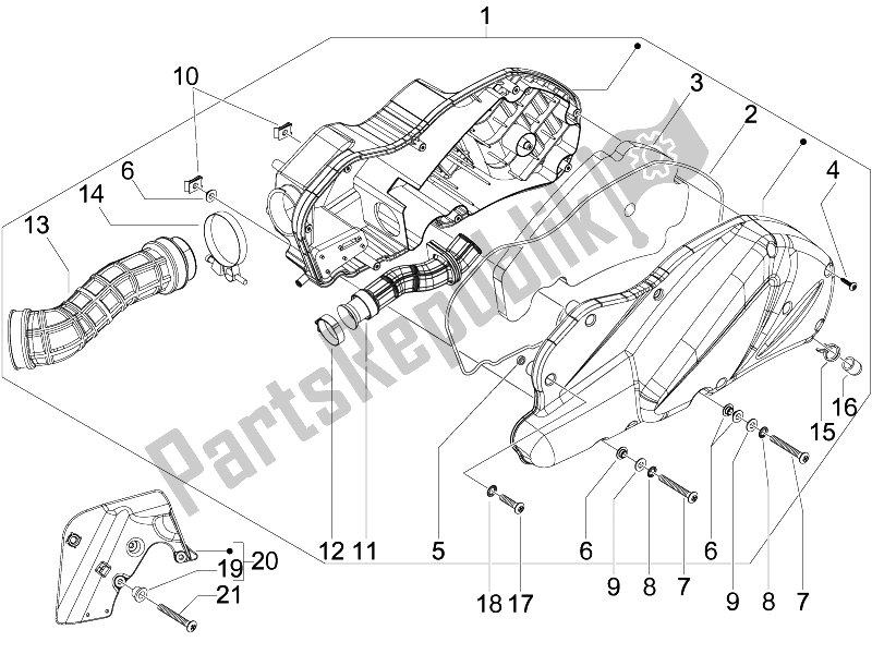 Todas as partes de Filtro De Ar do Piaggio Beverly 125 Tourer E3 2007