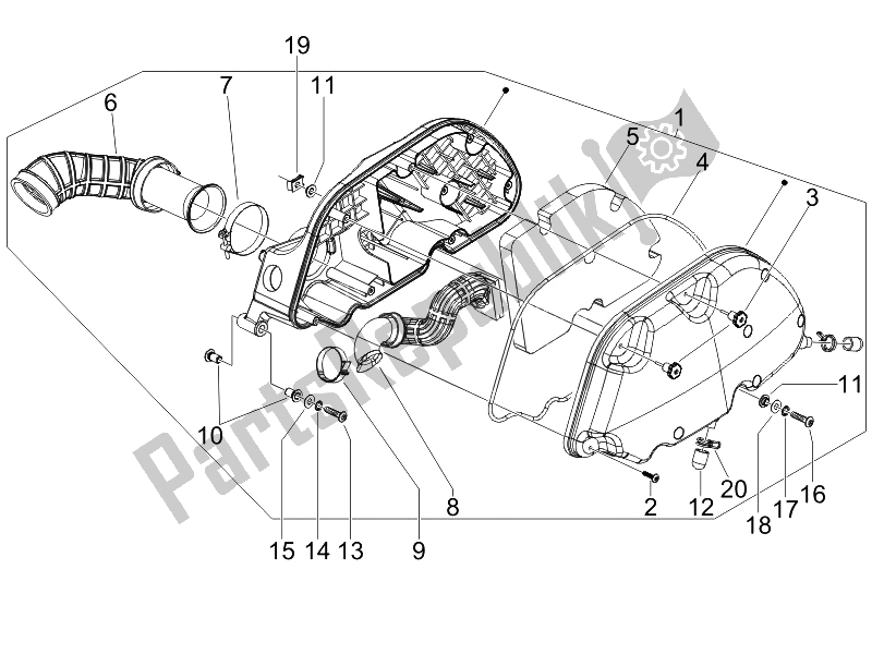 Todas las partes para Filtro De Aire de Piaggio X EVO 125 Euro 3 UK 2007