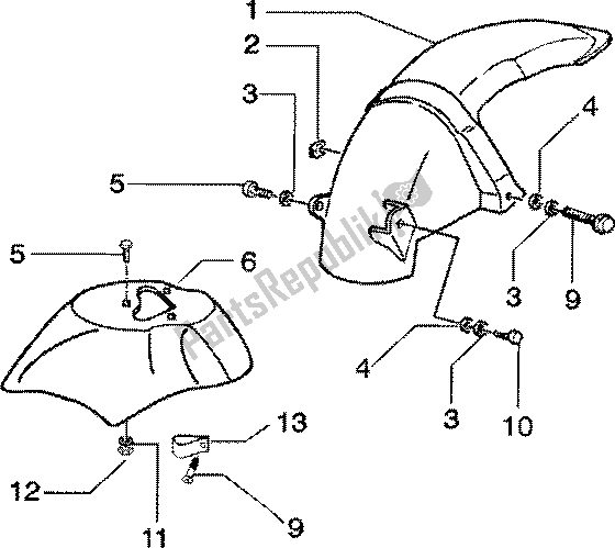 Toutes les pièces pour le Garde-boue Avant Et Arrière du Piaggio ZIP 125 4T 2000