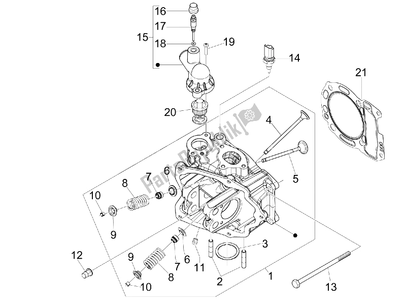 All parts for the Head Unit - Valve of the Piaggio MP3 250 IE MIC 2008