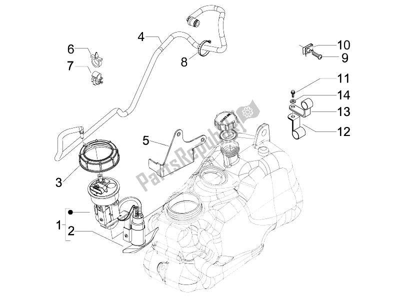 All parts for the Supply System of the Piaggio MP3 400 IE USA 2007