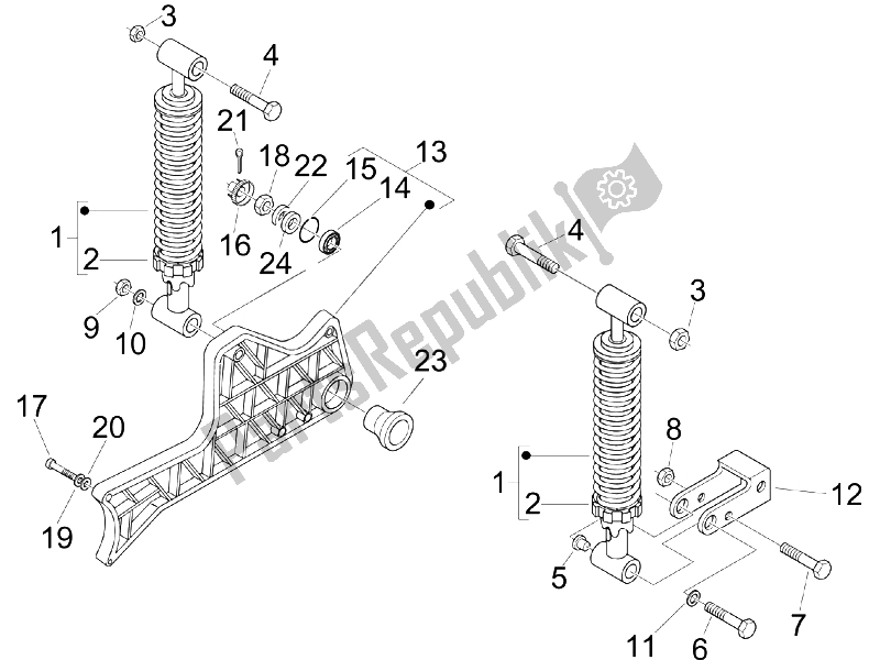 All parts for the Rear Suspension - Shock Absorber/s of the Piaggio Beverly 250 2005