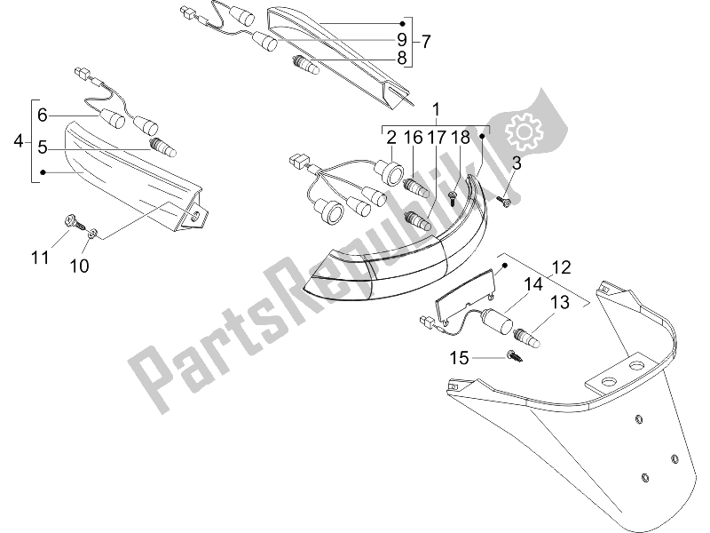 Tutte le parti per il Fanali Posteriori - Indicatori Di Direzione del Piaggio X8 250 IE UK 2005