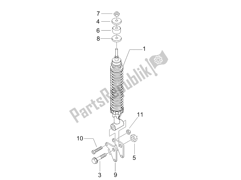 All parts for the Rear Suspension - Shock Absorber/s of the Piaggio Liberty 125 4T E3 2006