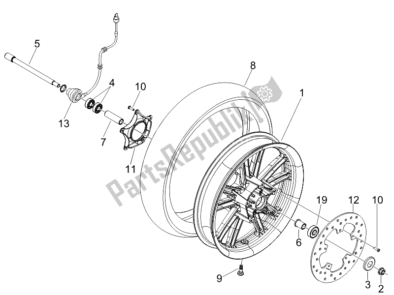 Toutes les pièces pour le Roue Avant du Piaggio Carnaby 125 4T E3 2007