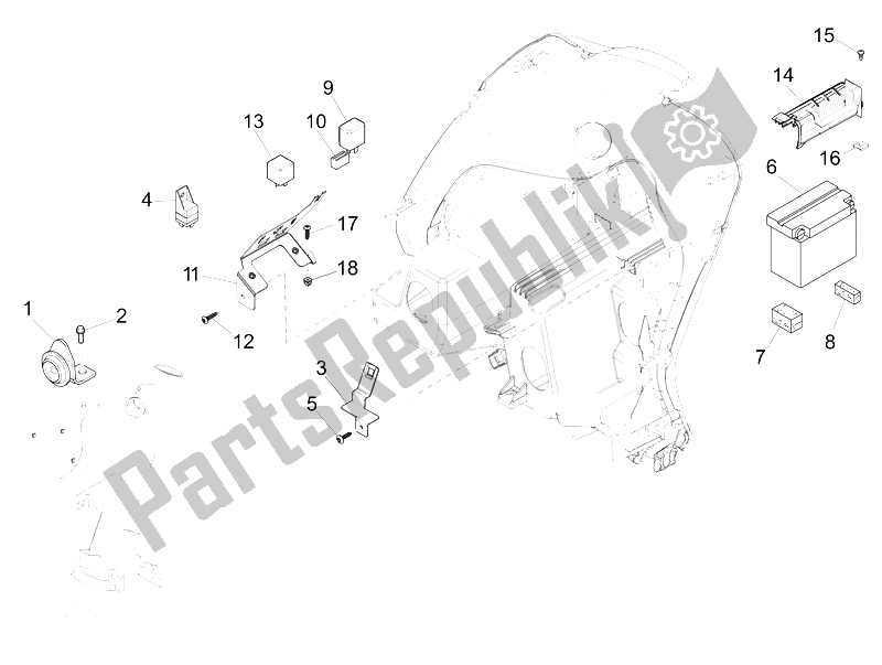 Todas las partes para Interruptores De Control Remoto - Batería - Bocina de Piaggio FLY 150 4T 3V IE Australia 2015