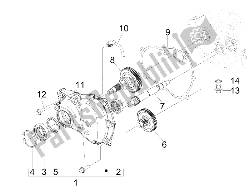 All parts for the Reduction Unit of the Piaggio X7 250 IE Euro 3 2008