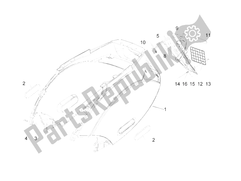 Alle onderdelen voor de Achterklep - Spatscherm van de Piaggio ZIP 50 2T 2009