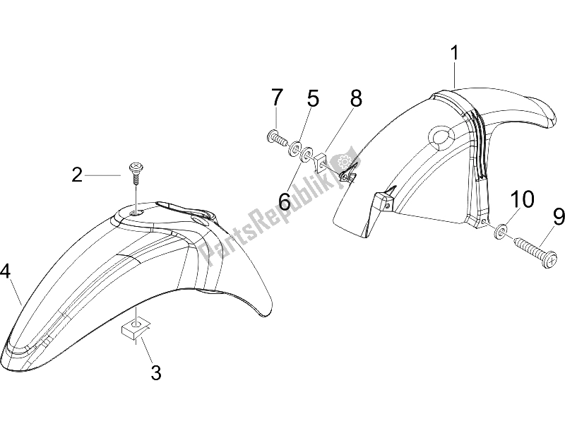 All parts for the Wheel Huosing - Mudguard of the Piaggio Liberty 50 2T Sport UK 2006