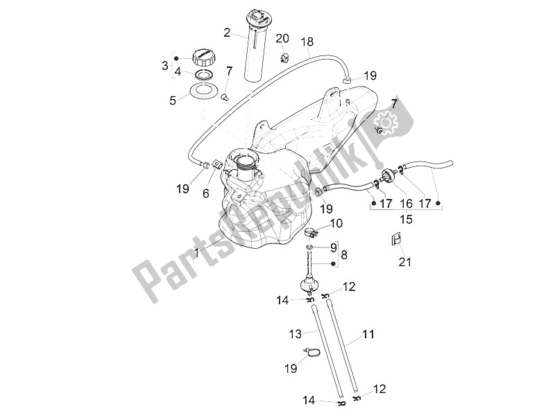 Alle onderdelen voor de Benzinetank van de Piaggio Liberty 100 4T Vietnam 2011