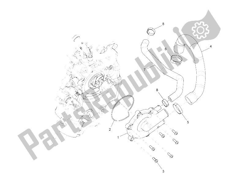 Tutte le parti per il Pompa Di Raffreddamento del Piaggio X9 500 Evolution USA 2006