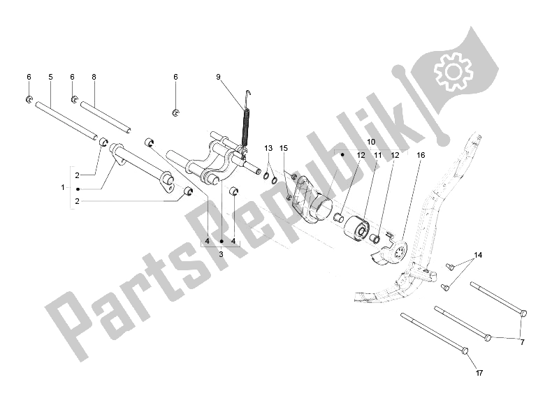 Toutes les pièces pour le Bras Oscillant du Piaggio Liberty 125 4T PTT E3 A 2007