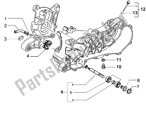 All parts for the Water Pump of the Piaggio NRG Purejet 50 2003
